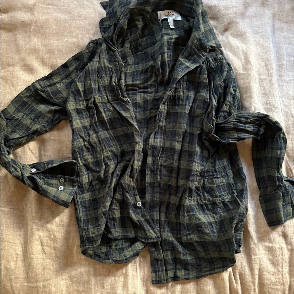 COS Women's Dark Green Checkered Utility Jacket